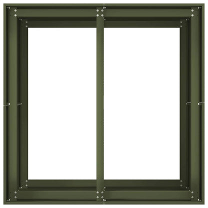 vidaXL Pflanzgefäß Olivgrün 80x80x80 cm Stahl