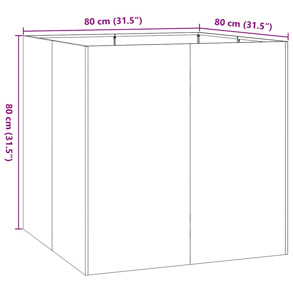 vidaXL Pflanzkübel 80x80x80 cm Verzinkter Stahl