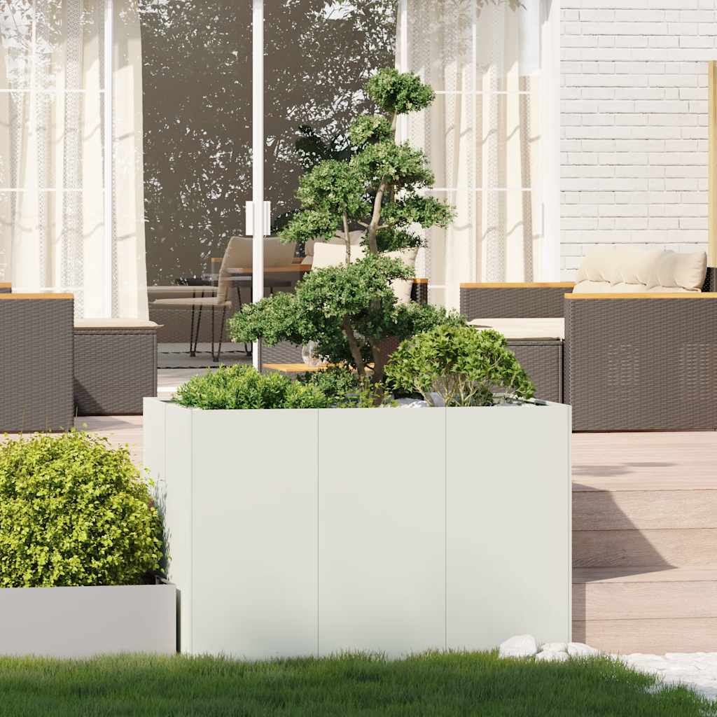vidaXL Pflanzgefäß Weiß 120x80x80 cm Stahl