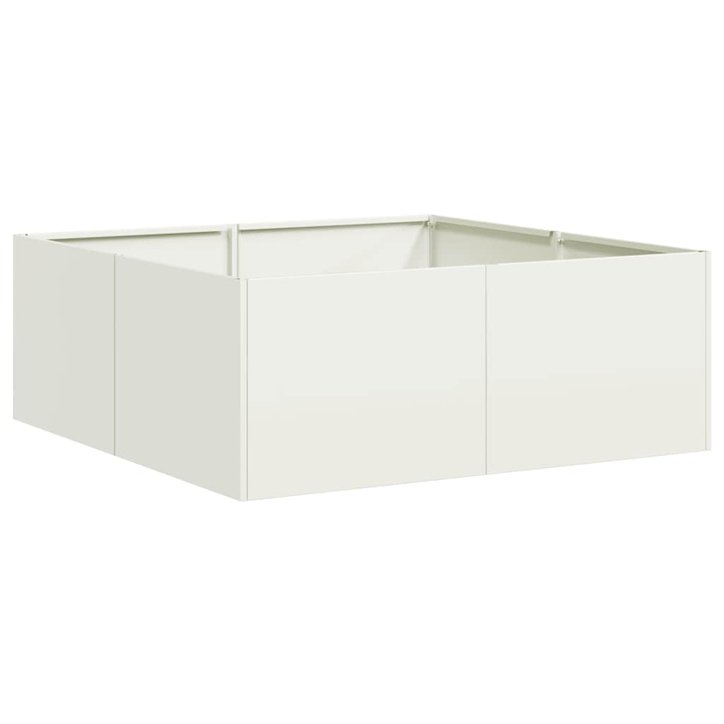 vidaXL Pflanzkübel Weiß 80x80x30 cm Stahl