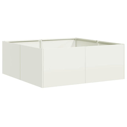 vidaXL Pflanzkübel Weiß 80x80x30 cm Stahl