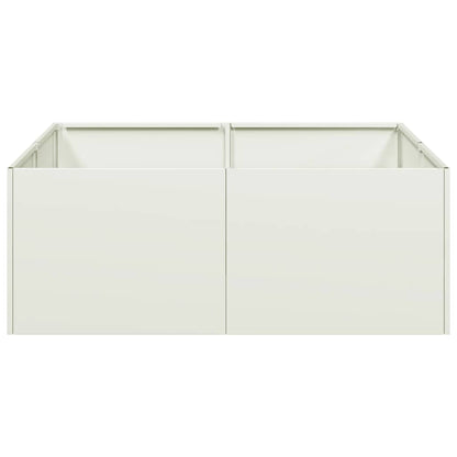 vidaXL Pflanzkübel Weiß 80x80x30 cm Stahl