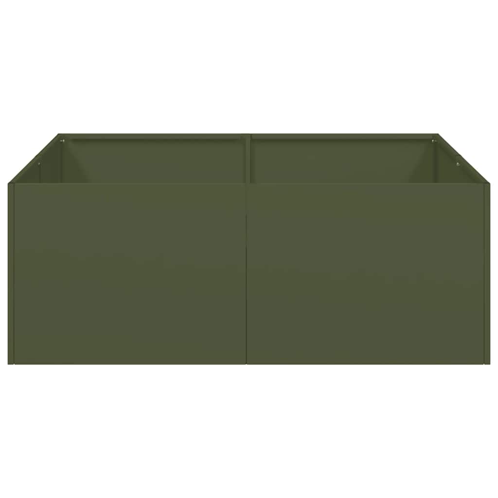 vidaXL Pflanzkübel Olivgrün 80x80x30 cm Stahl