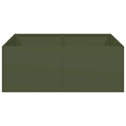 vidaXL Pflanzkübel Olivgrün 80x80x30 cm Stahl