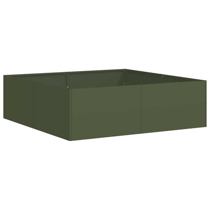 vidaXL Pflanzkübel Olivgrün 100x100x30 cm Stahl