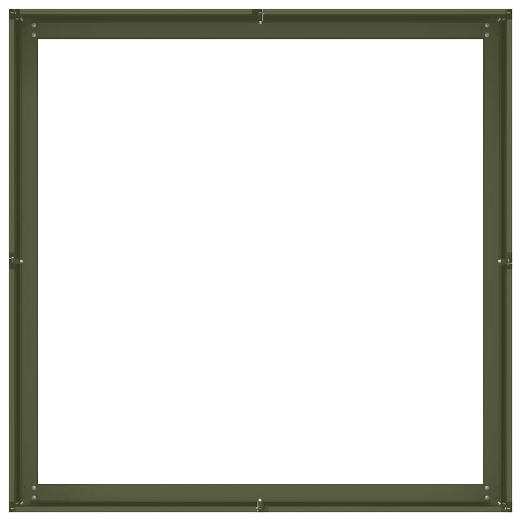 vidaXL Pflanzkübel Olivgrün 100x100x30 cm Stahl