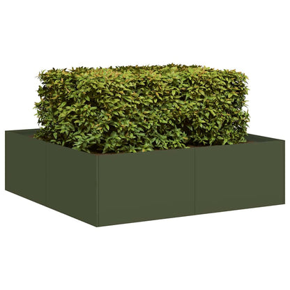vidaXL Pflanzkübel Olivgrün 100x100x30 cm Stahl