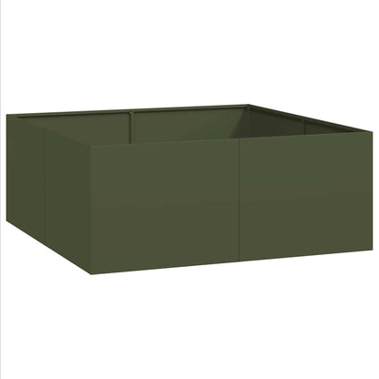 vidaXL Pflanzgefäß Olivgrün 100x100x40 cm Stahl