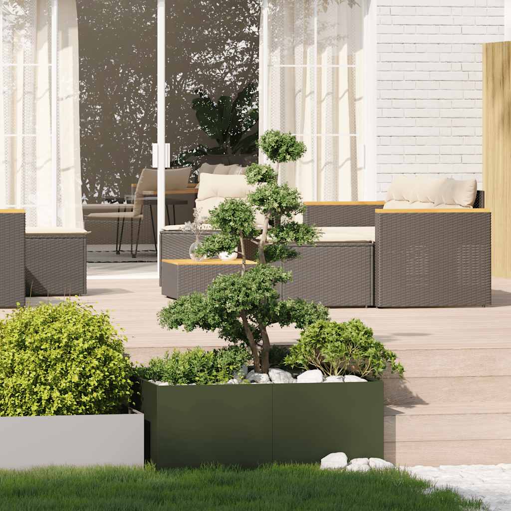 vidaXL Pflanzgefäß Olivgrün 100x100x40 cm Stahl