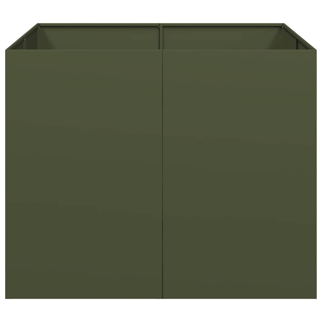 vidaXL Pflanzgefäß Olivgrün 100x100x80 cm Stahl