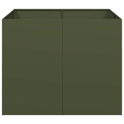 vidaXL Pflanzgefäß Olivgrün 100x100x80 cm Stahl