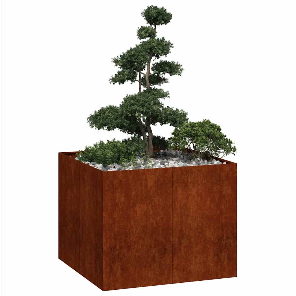 vidaXL Pflanzkübel Rostig 100x100x80 cm Wetterfester Stahl