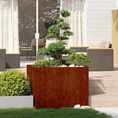 vidaXL Pflanzkübel Rostig 100x100x80 cm Wetterfester Stahl