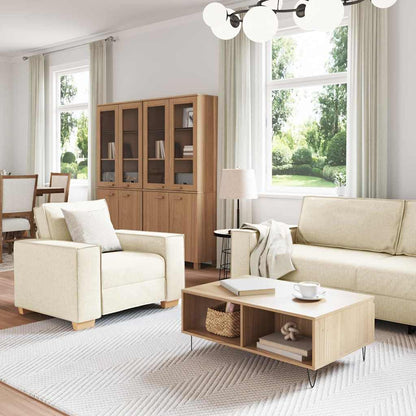 vidaXL Sofa Set 3 pcs Beige Leinenmischgewebe