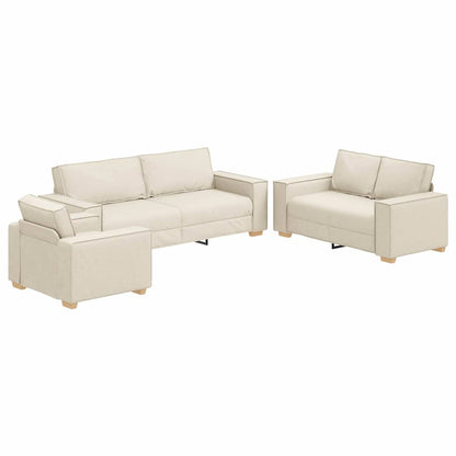 vidaXL Sofa Set 3 pcs Beige Leinenmischgewebe