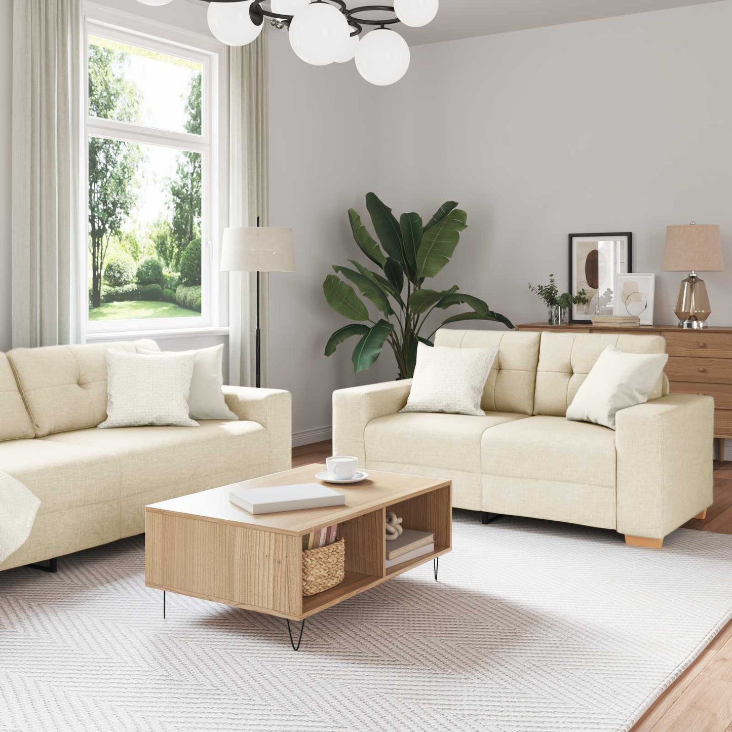 vidaXL Sofa 3 pcs Beige 221 x 80 x 80 cm Leinenmischgewebe