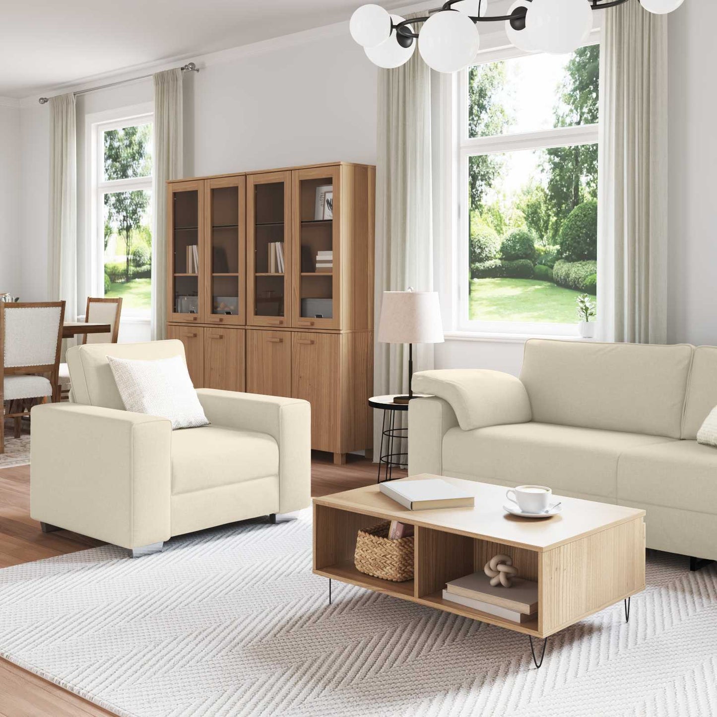 vidaXL Sofa 3 pcs Beige 219 x 80 x 82 cm Leinenmischgewebe
