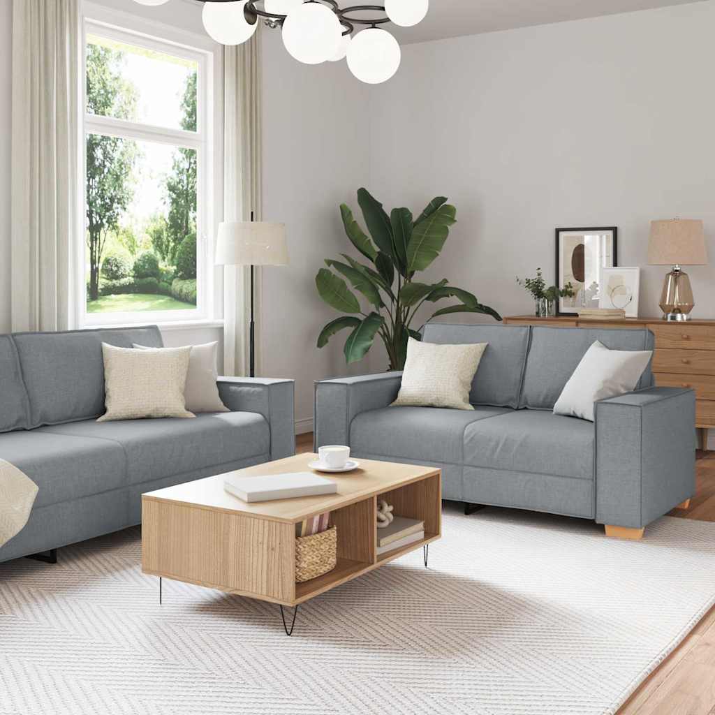 vidaXL Sofa 3 pcs Hellgrau 220 x 80 x 84 cm Leinenmischgewebe