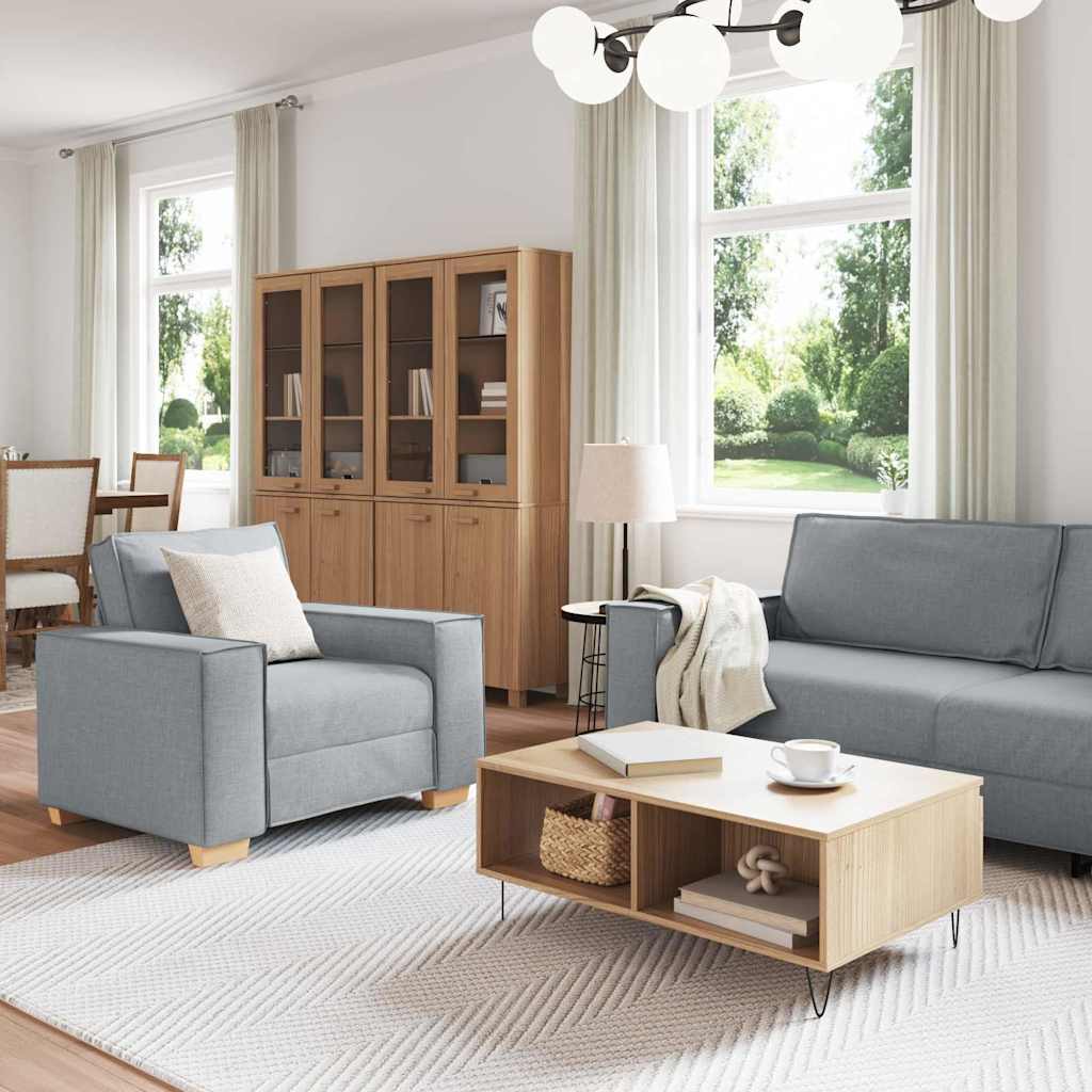 vidaXL Sofa 3 pcs Hellgrau 220 x 80 x 84 cm Leinenmischgewebe