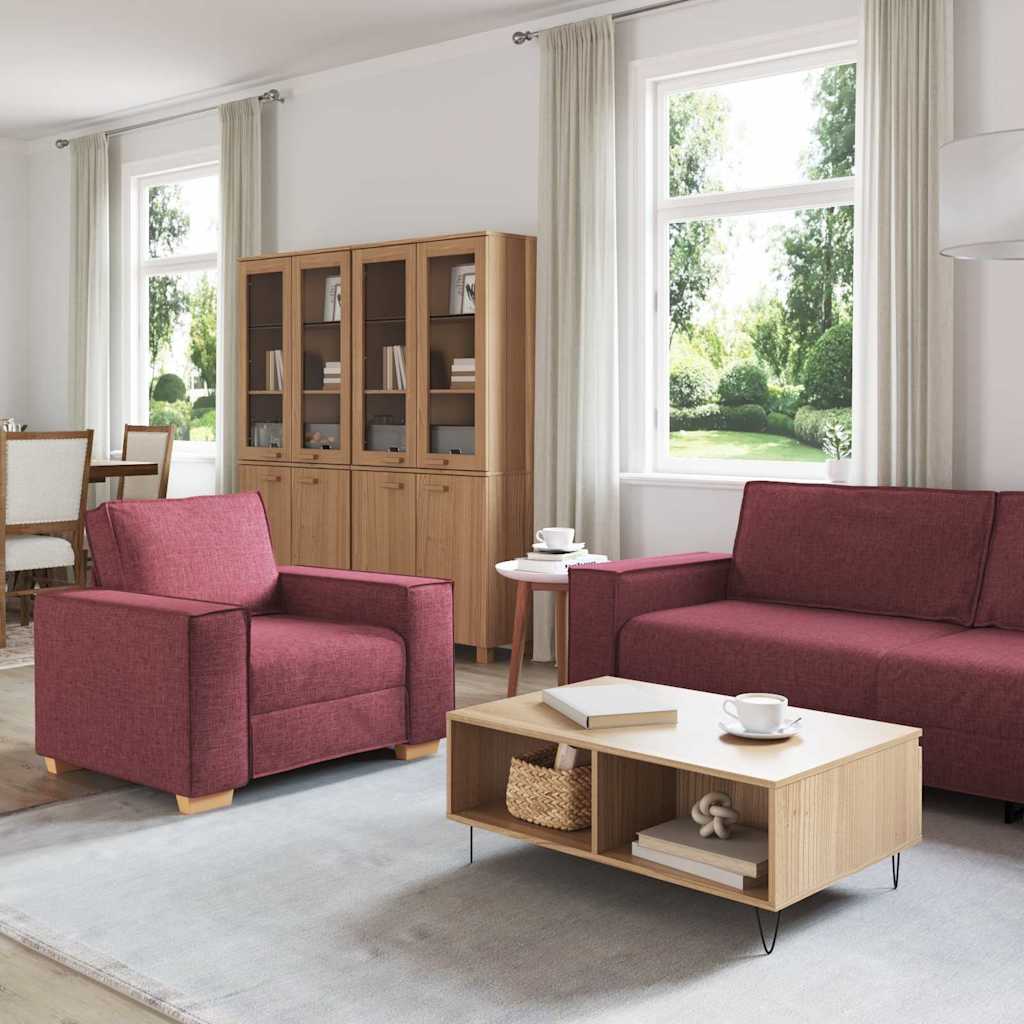 vidaXL Sofa 3 pcs Weinrot Leinenmischgewebe