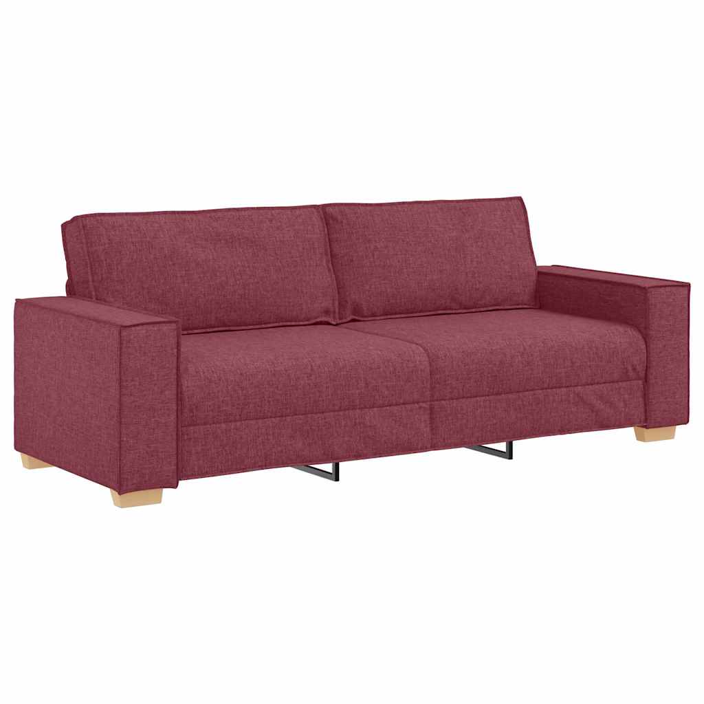 vidaXL Sofa 3 pcs Weinrot Leinenmischgewebe
