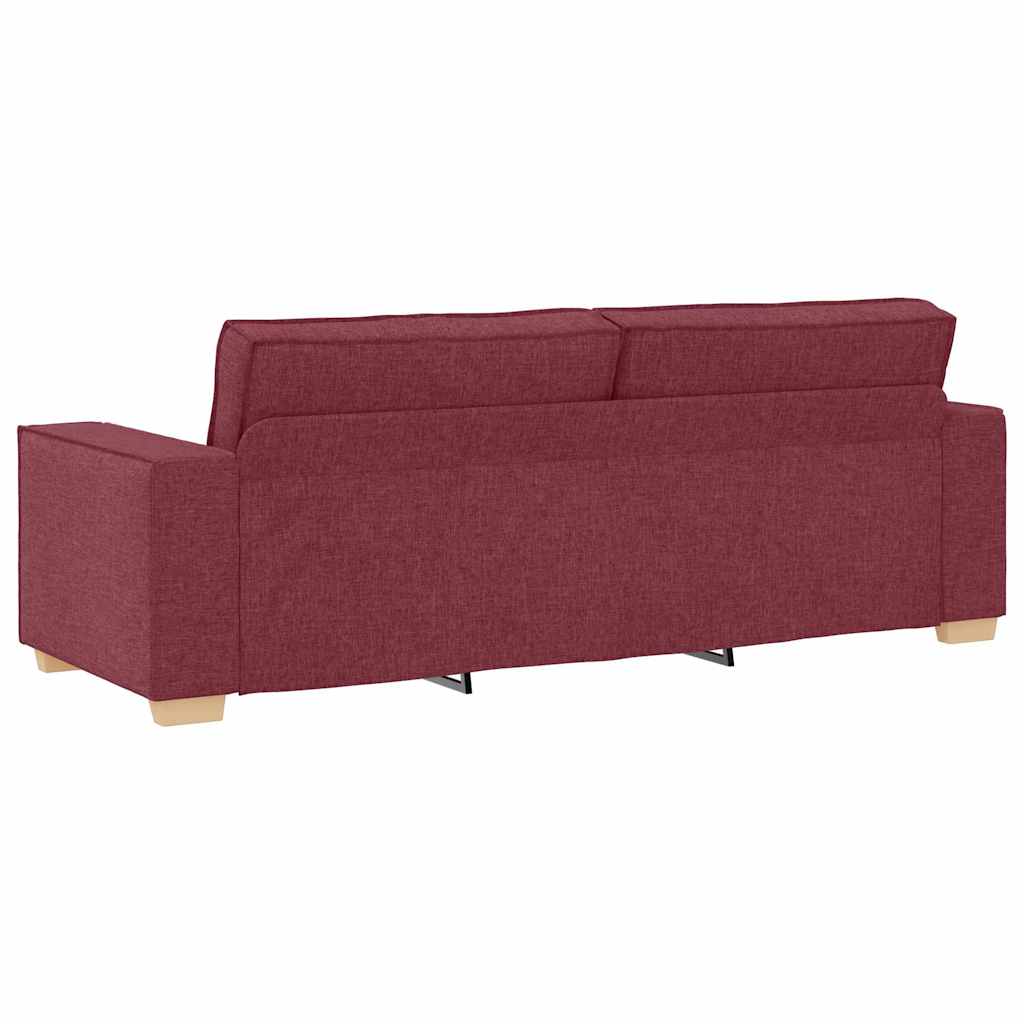 vidaXL Sofa 3 pcs Weinrot Leinenmischgewebe