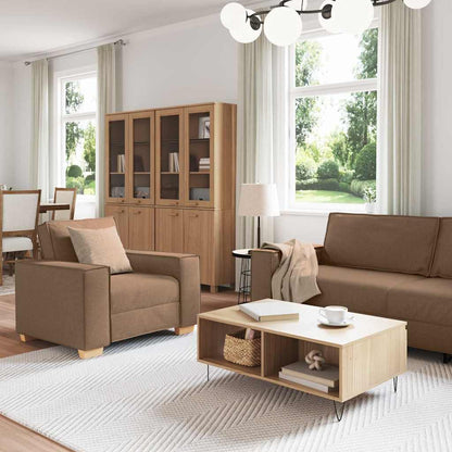 vidaXL Sofa 3 pcs Braun Leinenmischgewebe