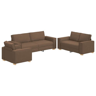 vidaXL Sofa 3 pcs Braun Leinenmischgewebe