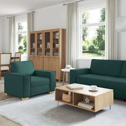 vidaXL Sofa 3 pcs Dunkelgrün Leinenmischgewebe