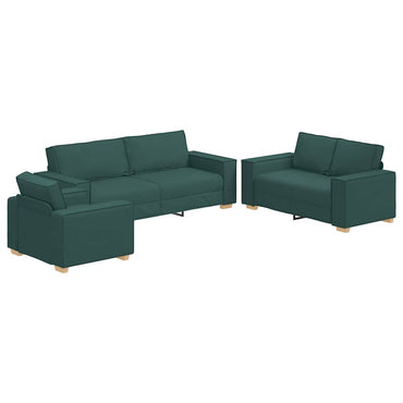 vidaXL Sofa 3 pcs Dunkelgrün Leinenmischgewebe