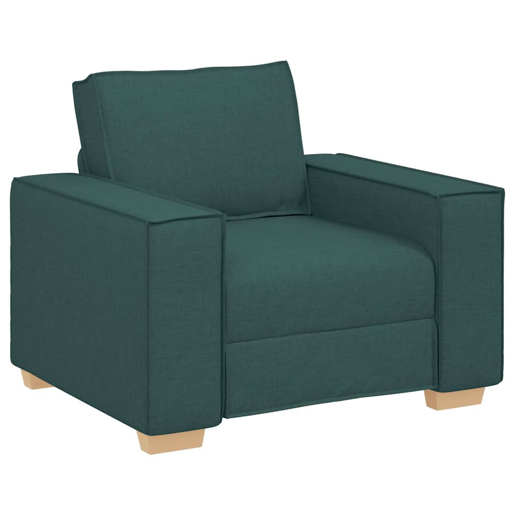 vidaXL Sofa 3 pcs Dunkelgrün Leinenmischgewebe