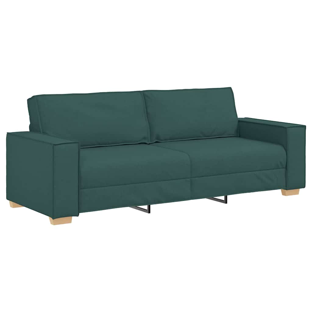 vidaXL Sofa 3 pcs Dunkelgrün Leinenmischgewebe