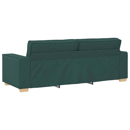 vidaXL Sofa 3 pcs Dunkelgrün Leinenmischgewebe