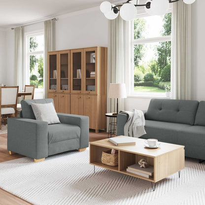 vidaXL Sofa 3 pcs Dunkelgrau 221 x 80 x 80 cm Leinenmischgewebe
