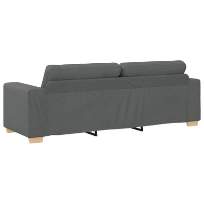vidaXL Sofa 3 pcs Dunkelgrau 221 x 80 x 80 cm Leinenmischgewebe
