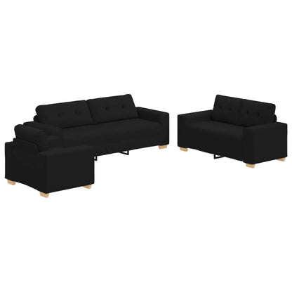 Sofa 3 pcs Schwarz 221 x 80 x 80 cm Leinenmischgewebe
