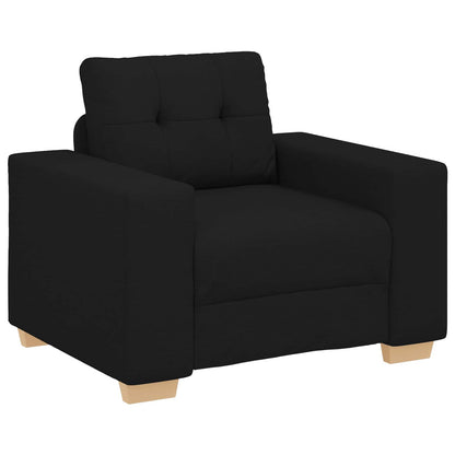 Sofa 3 pcs Schwarz 221 x 80 x 80 cm Leinenmischgewebe