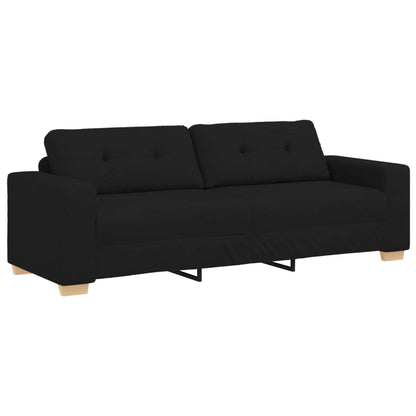 Sofa 3 pcs Schwarz 221 x 80 x 80 cm Leinenmischgewebe