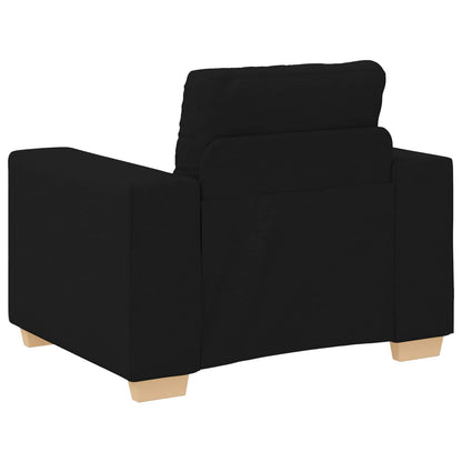 Sofa 3 pcs Schwarz 221 x 80 x 80 cm Leinenmischgewebe