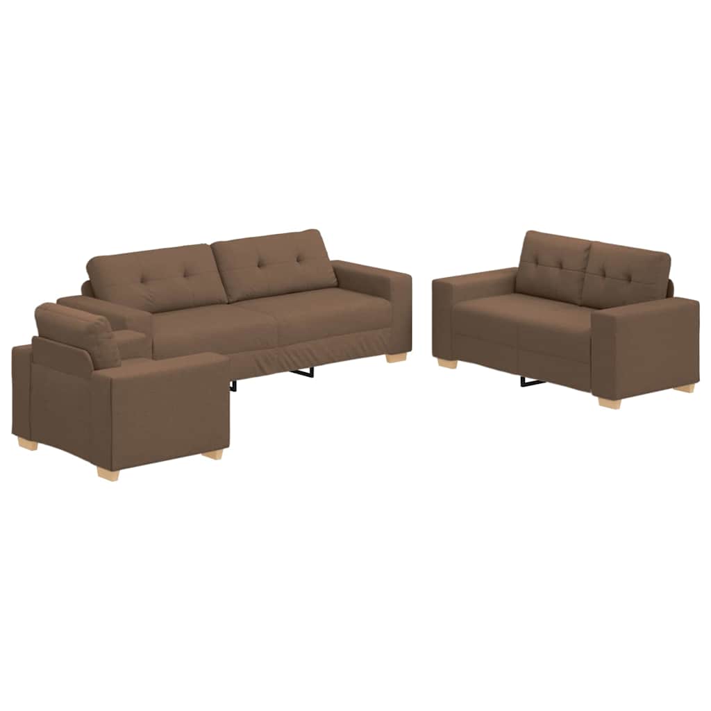 vidaXL Sofa 3 pcs Braun Leinenmischgewebe
