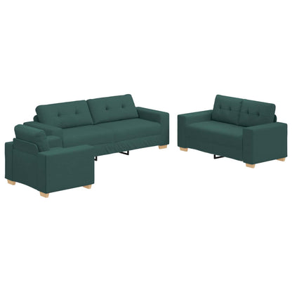 vidaXL Sofa 3 pcs Dunkelgrün Leinenmischgewebe