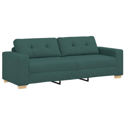 vidaXL Sofa 3 pcs Dunkelgrün Leinenmischgewebe