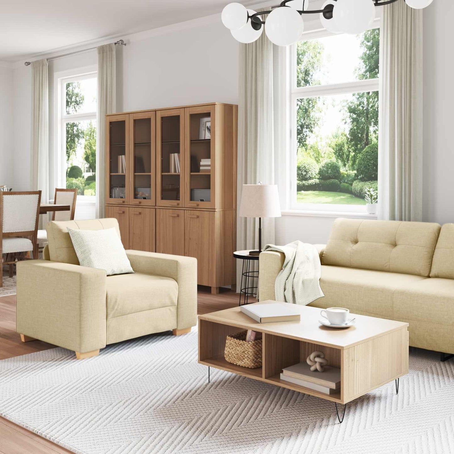 vidaXL Sofa Set Creme Stoff