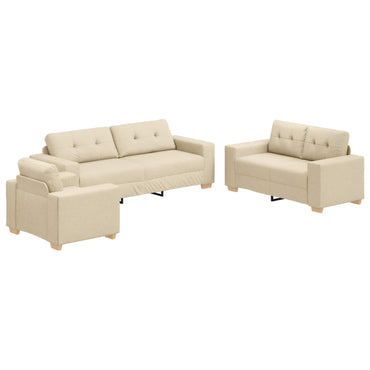 vidaXL Sofa Set Creme Stoff