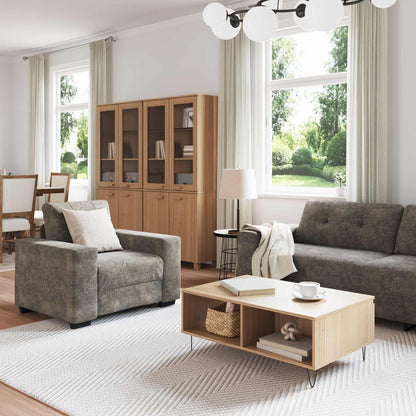 vidaXL Sofa 3 pcs Dunkelgrau 221 x 80 x 80 cm Leinenmischgewebe