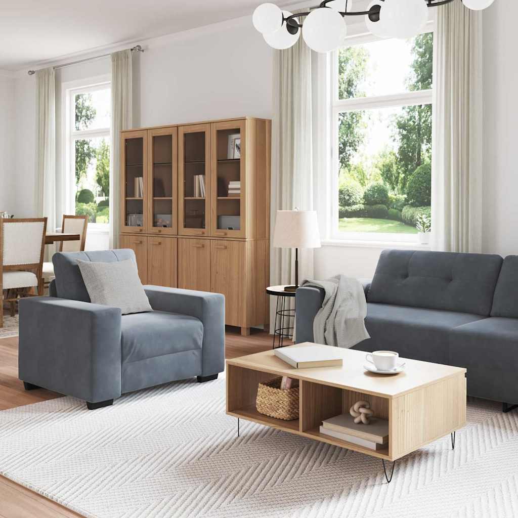 vidaXL Sofa Set 3 pcs Dunkelgrau 221 x 80 x 80 cm Samt