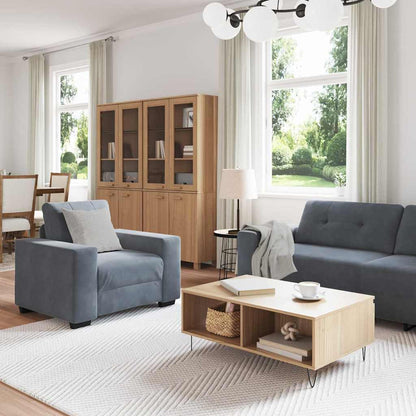vidaXL Sofa Set 3 pcs Dunkelgrau 221 x 80 x 80 cm Samt