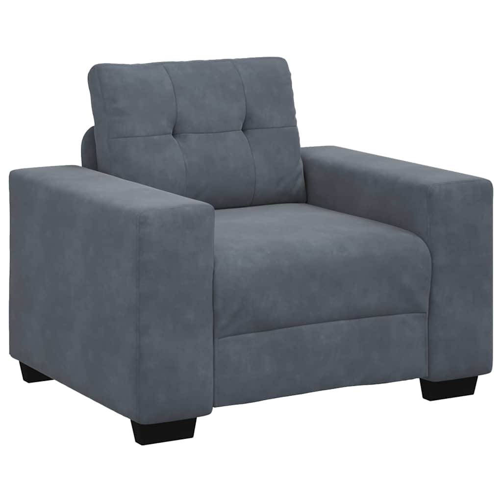 vidaXL Sofa Set 3 pcs Dunkelgrau 221 x 80 x 80 cm Samt