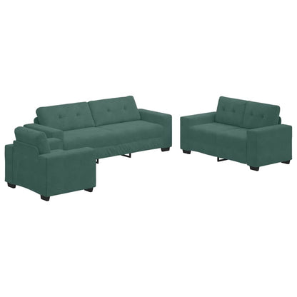 Sofa Set 3 pcs Dunkelgrün 221 x 80 x 80 cm Samt