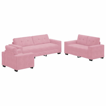 vidaXL Sofa Set 3 pcs Rosa 221 x 80 x 80 cm Samt